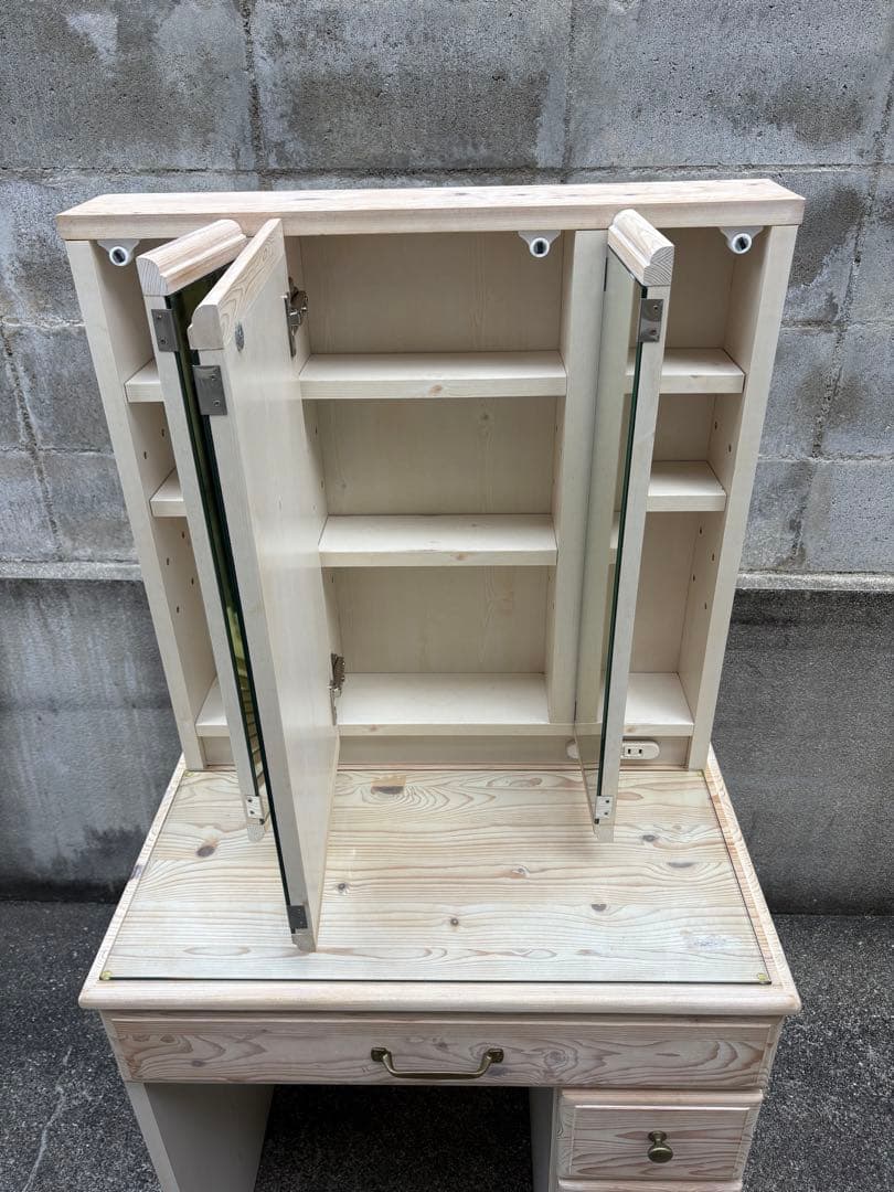 ドレッサー 三面鏡 無垢 天然木 鏡台 化粧台