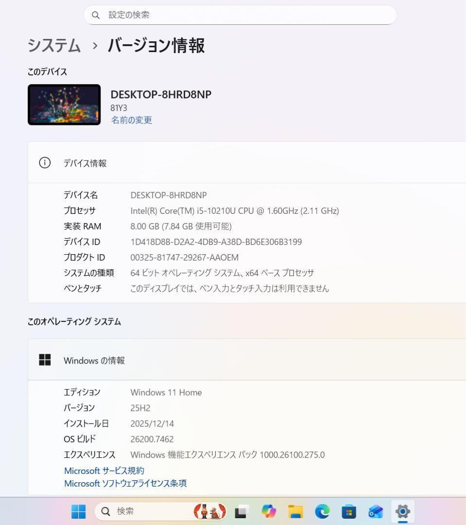 【高性能】レノボ アビスブルー☘10世代i5☘️NVMe256GB＆1TB