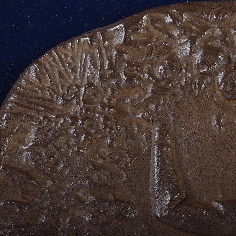 彫刻家　佐藤忠良作　銅板レリーフ　「実り」　額装　M　R8631B