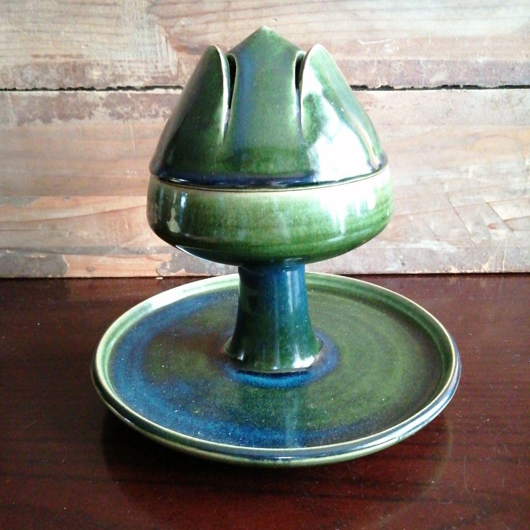 瀬戸焼　亀井清市　青織部香炉　19cm