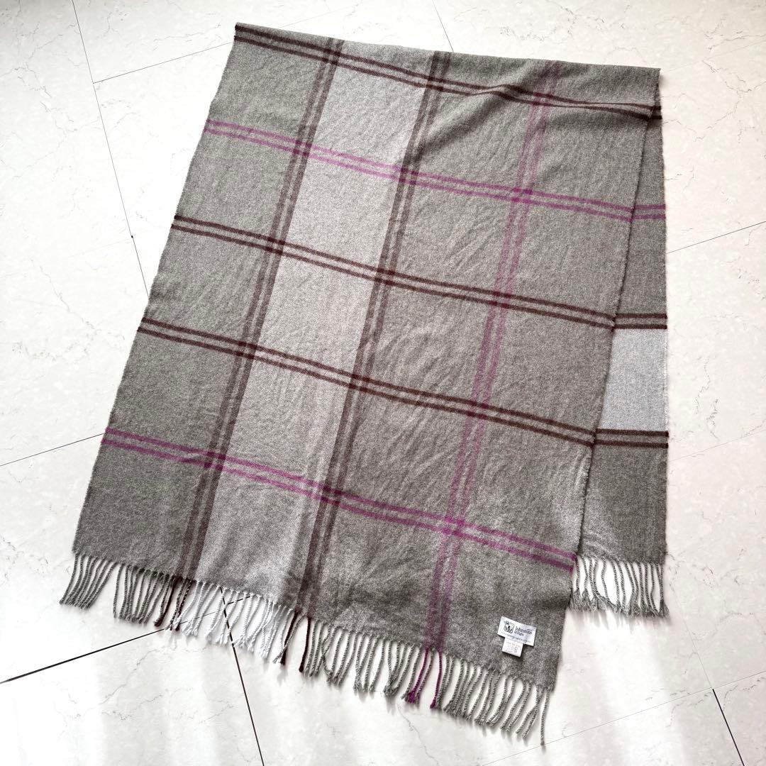 ジョンストンズ 大判マフラー ストール カシミヤ100% 別注 グレー