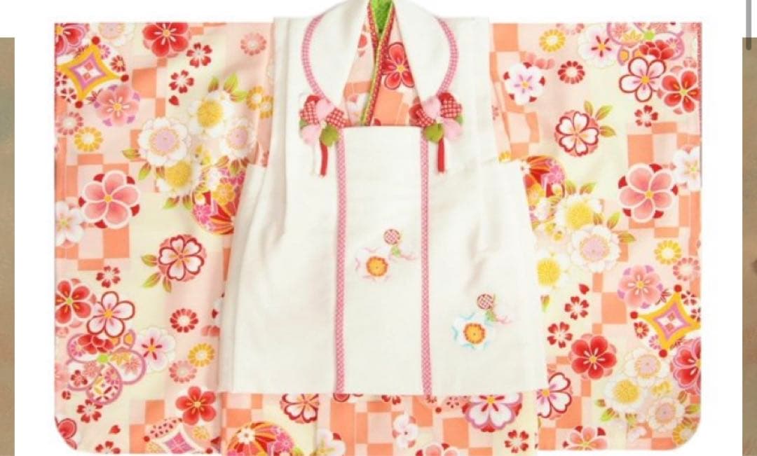 七五三着物 3歳 女の子被布セット マユミブランド 濃淡ピンク市松グラデーション