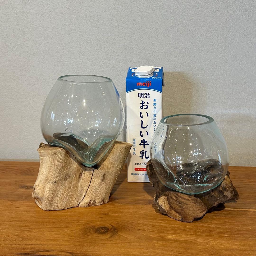 バリ島流木ガラス　w18×d15×h22cm 水槽　アクアリウムメダカ水槽804