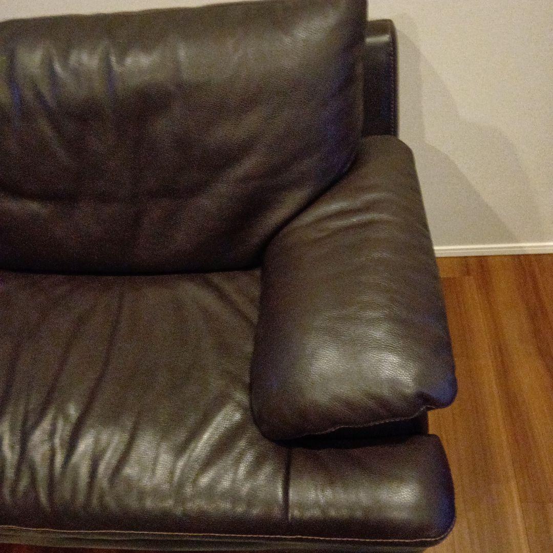 ダークブラウン レザー 3人掛けソファ