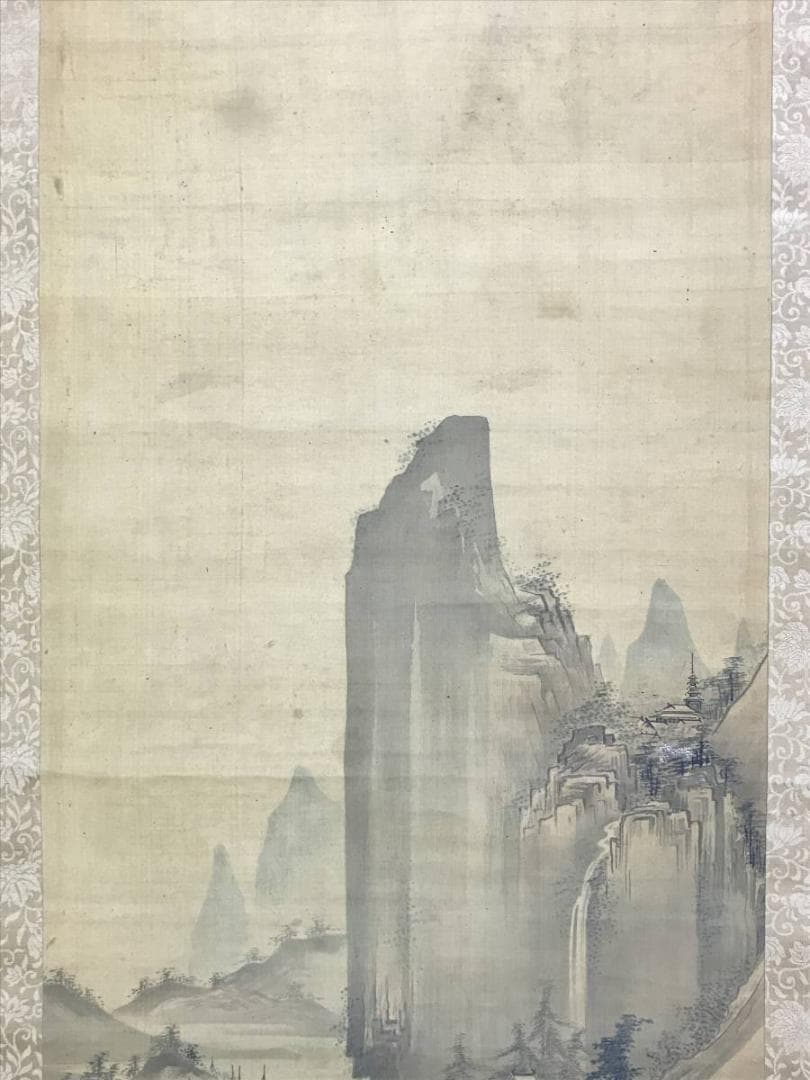 作者不明/楼閣山水図/山水図/古画/掛軸/名家伝来/AD-286