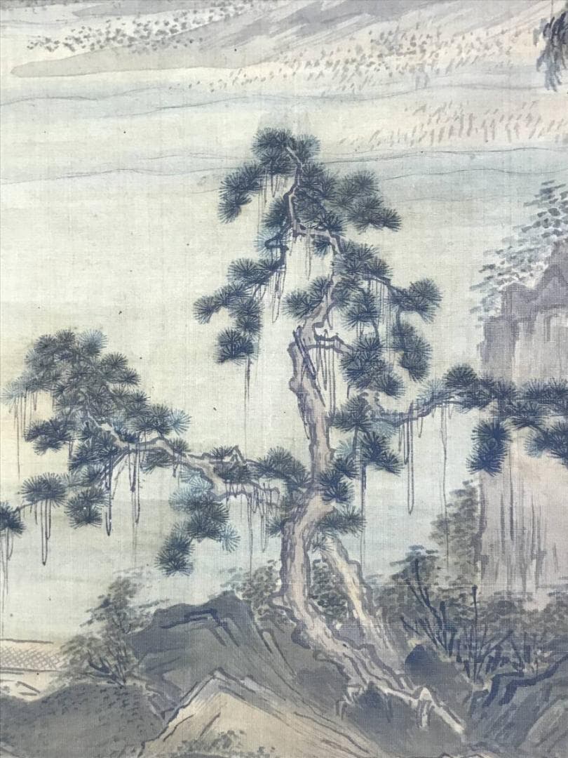 作者不明/楼閣山水図/山水図/古画/掛軸/名家伝来/AD-286
