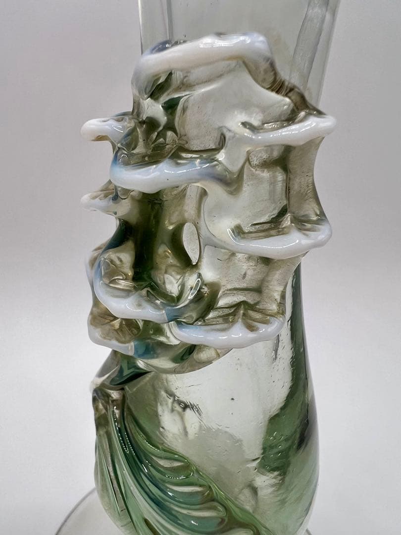 ウランガラス　花瓶　大正ロマン　赤縁フリル　電笠　氷コップ　飴屋瓶　アンティーク