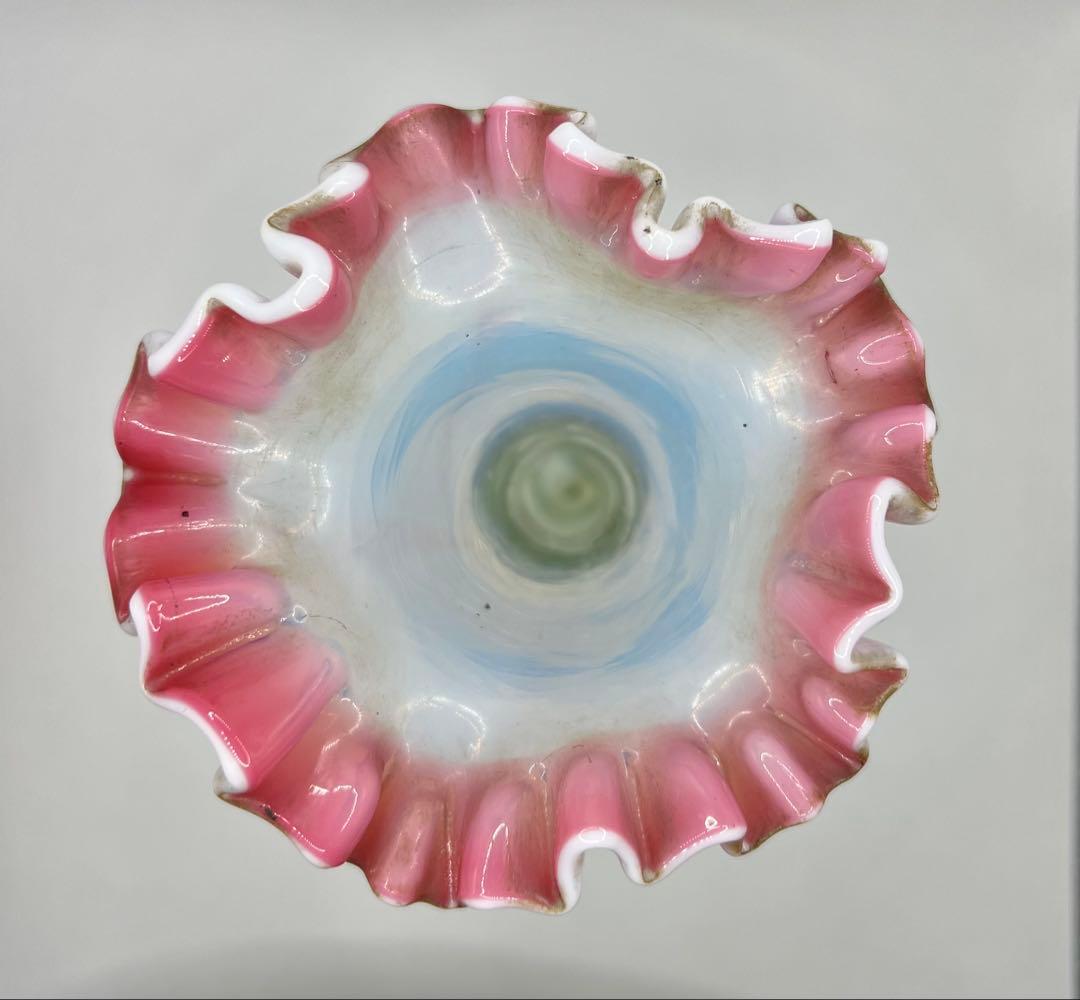 ウランガラス　花瓶　大正ロマン　赤縁フリル　電笠　氷コップ　飴屋瓶　アンティーク