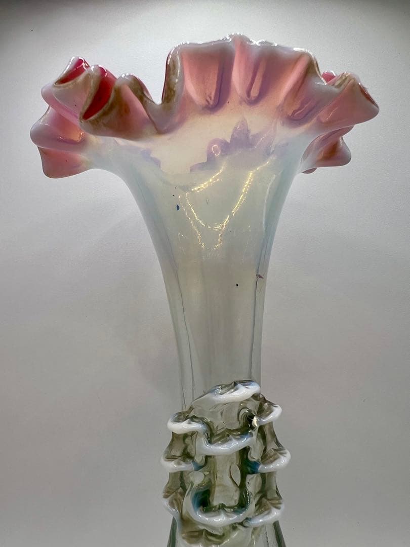 ウランガラス　花瓶　大正ロマン　赤縁フリル　電笠　氷コップ　飴屋瓶　アンティーク