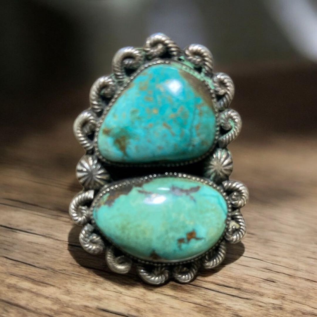 インディアンジュエリー ターコイズ ダブルストーントルコ石 ネイティブアメリカン