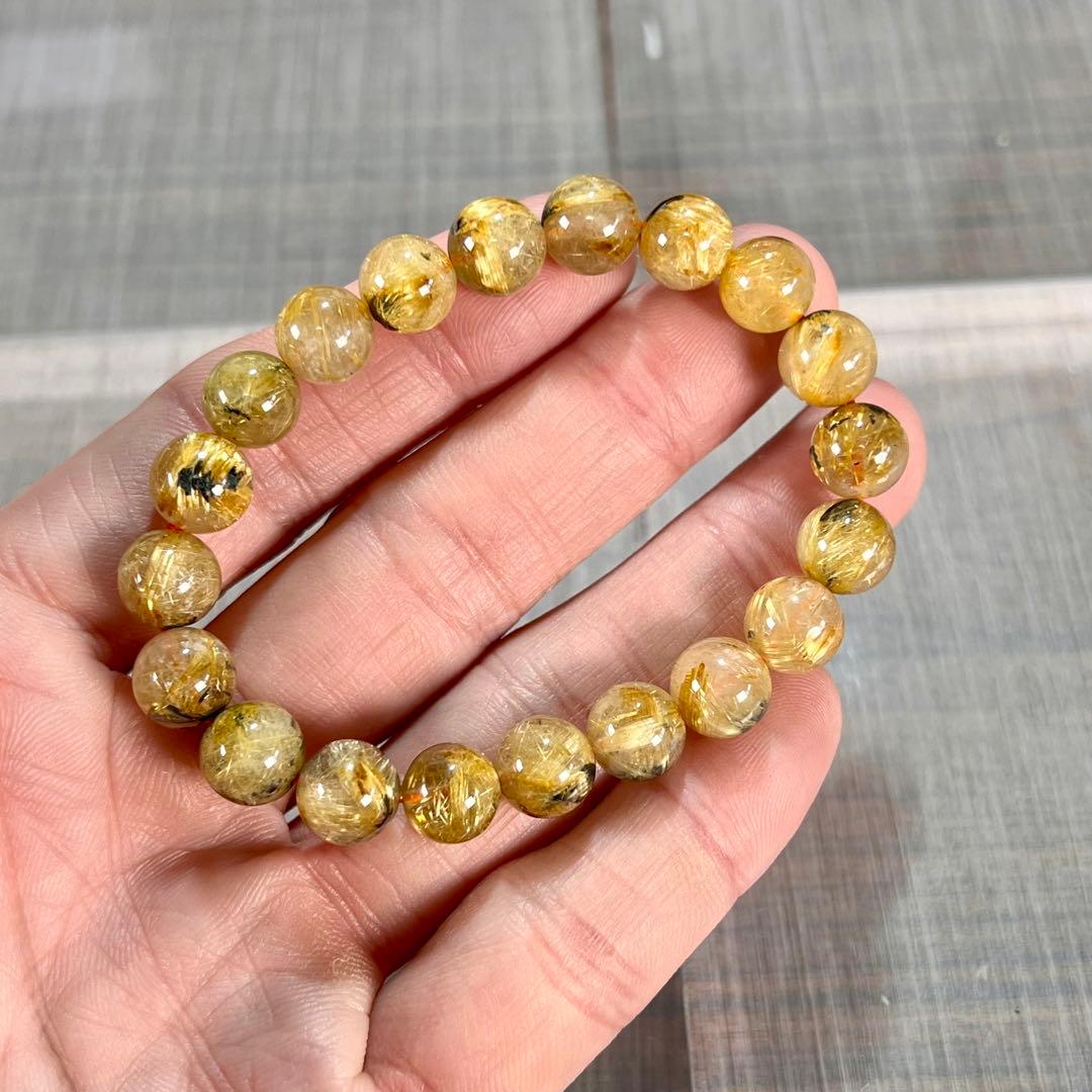 金運強　太陽放射ルチルブレスレット　ヘマタイト　ルチルクォーツ　2-1