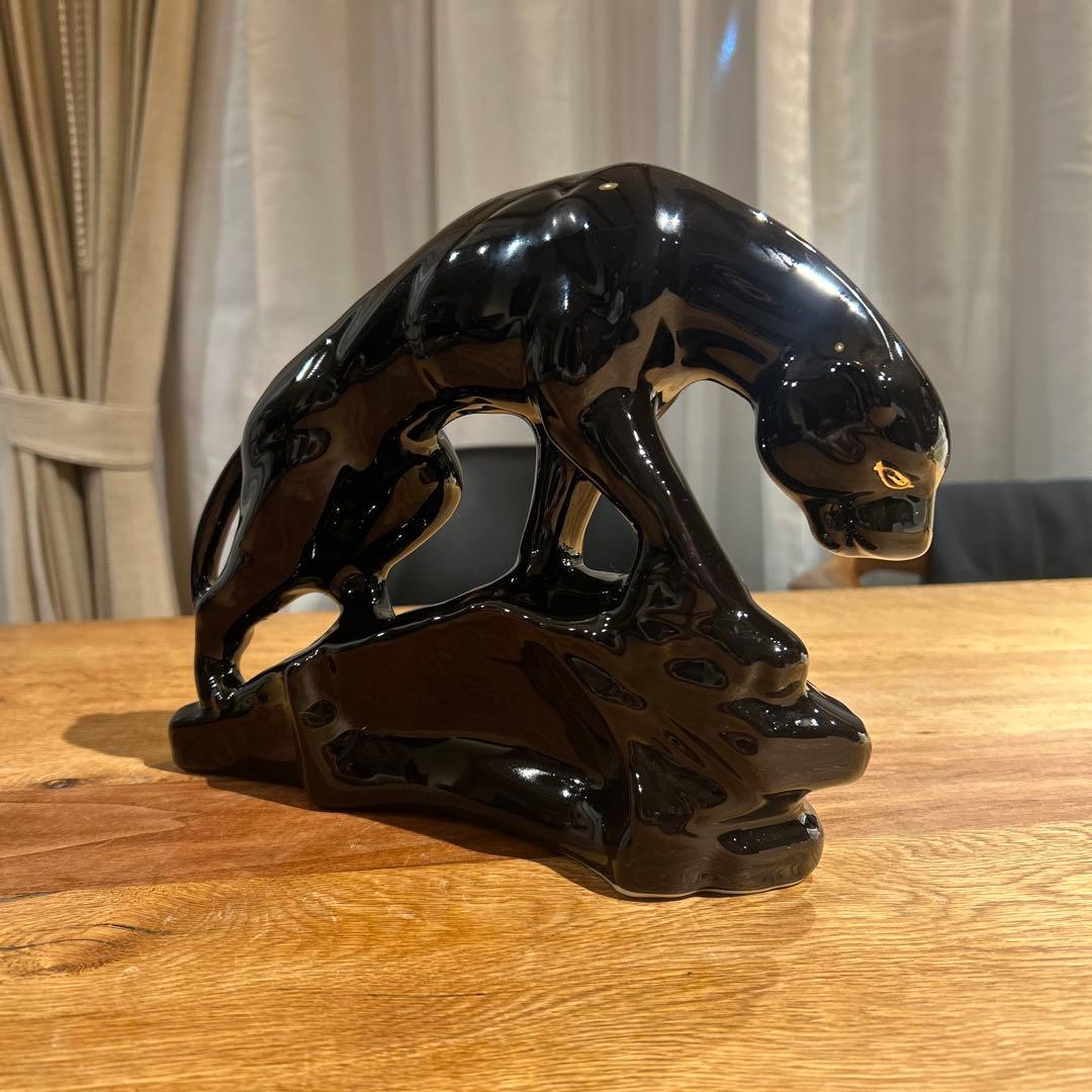 ★セラミック★黒豹★置物★ブラックパンサー★工芸品★インテリア★ヴィンテージ