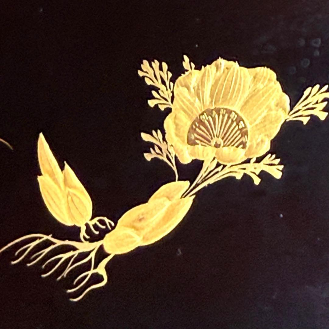 2201様感謝‼️JAPAN研ぎ出し高蒔蒔絵四君子華づくし五段重箱二枚蓋真塗桐箱入