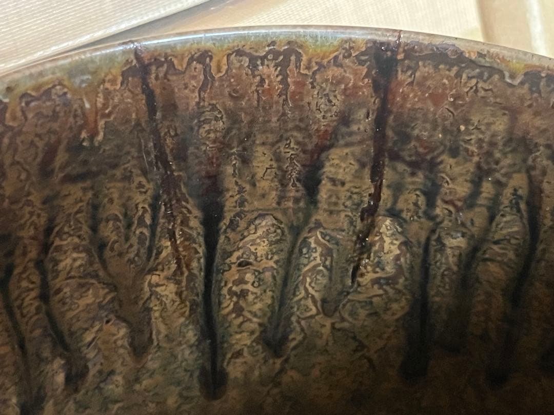 水指■高取焼 八仙窯 漆器蓋 涙紺 遠州七窯 塗蓋 直し有 飴釉 時代物 骨董■