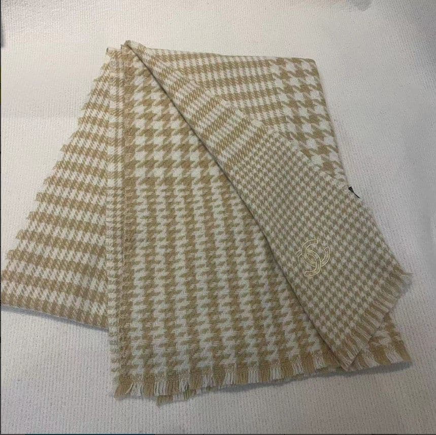 ｔａｍu様CHANEL シャネル 千鳥格子 カシミヤ ストール　ショール（ベージ