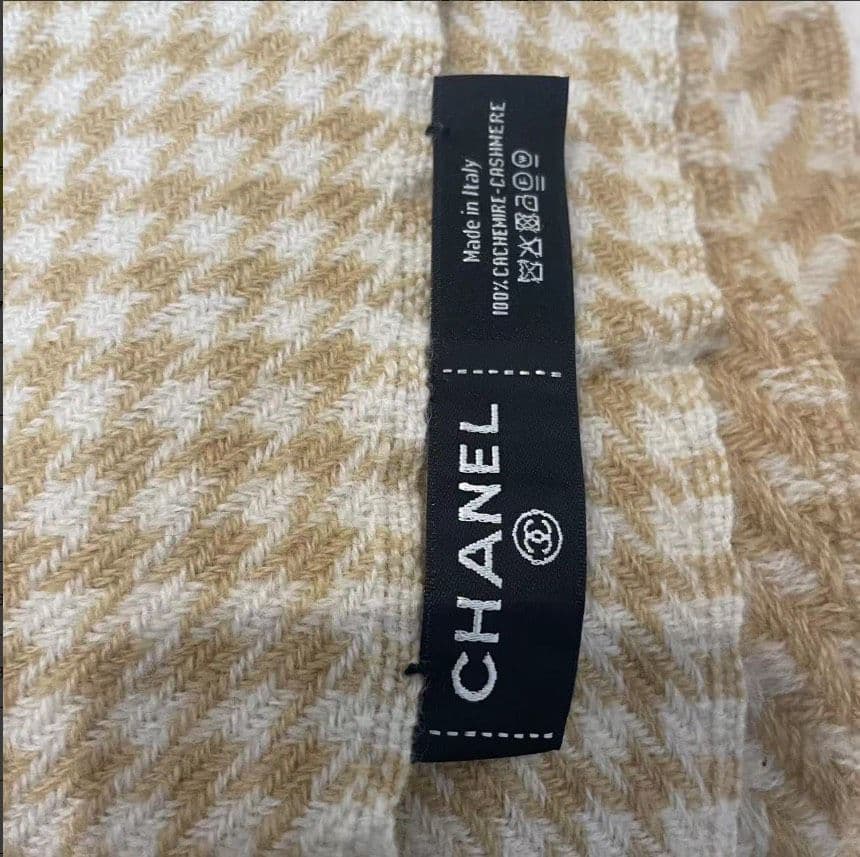 ｔａｍu様CHANEL シャネル 千鳥格子 カシミヤ ストール　ショール（ベージ