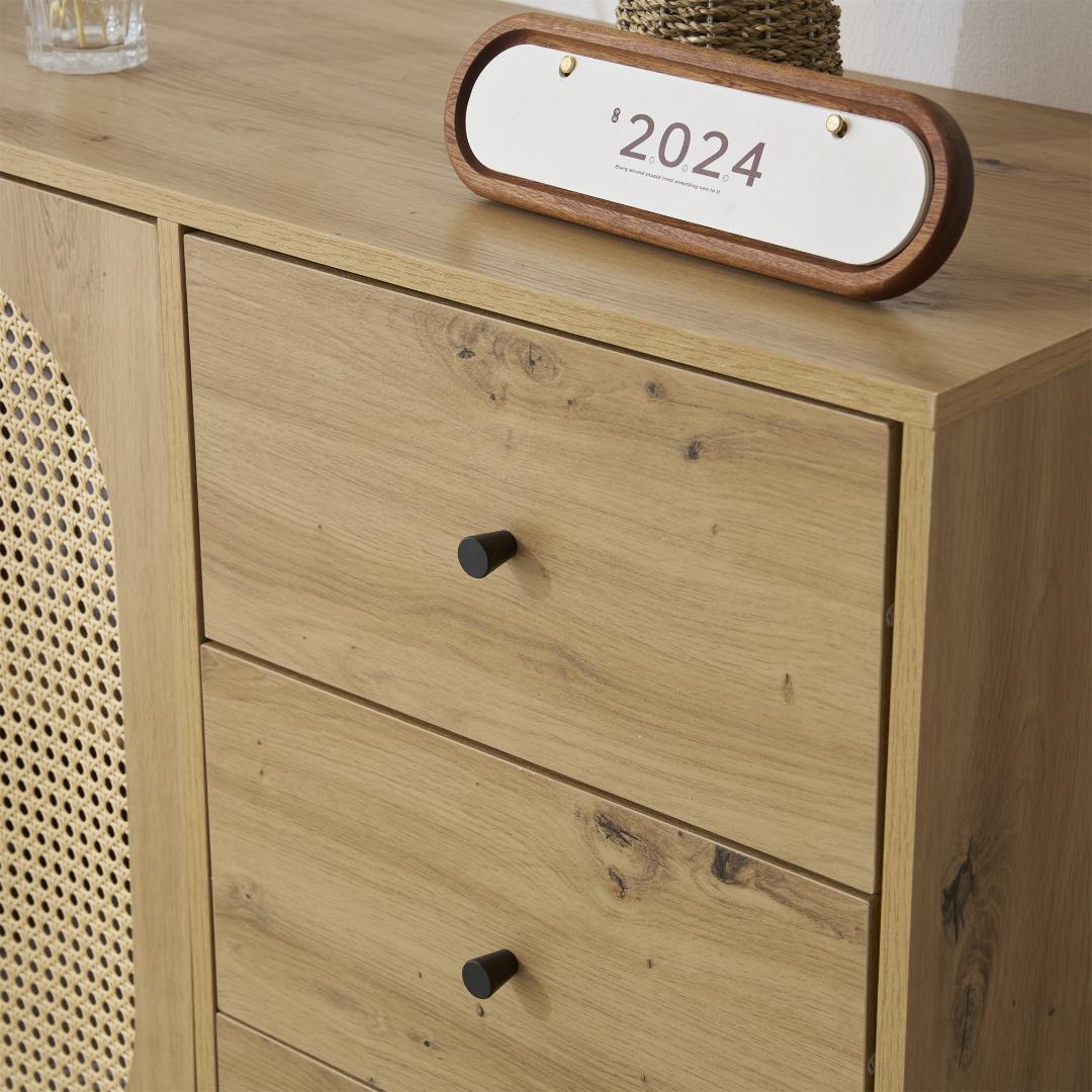 キャビネット サイドボード チェスト ラタン調 ラタン風 引き出し付き 大容量