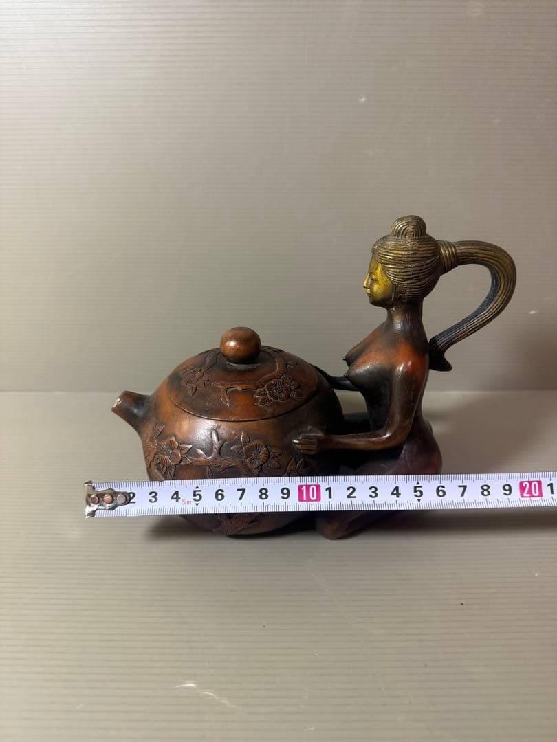 2856 中国骨董　大清乾隆銘　純銅製　聖女　急須　時代物