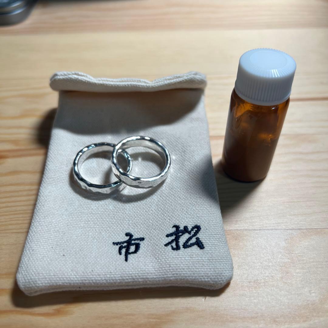 市松　シルバー 2連リング　22号