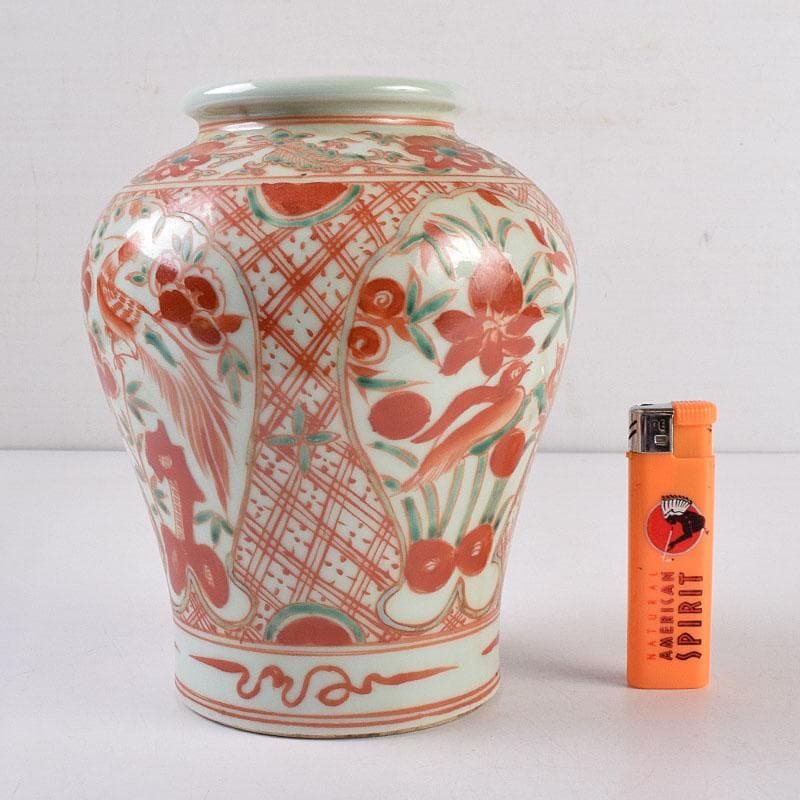 中国　赤絵　花鳥文瓶　C　R8941