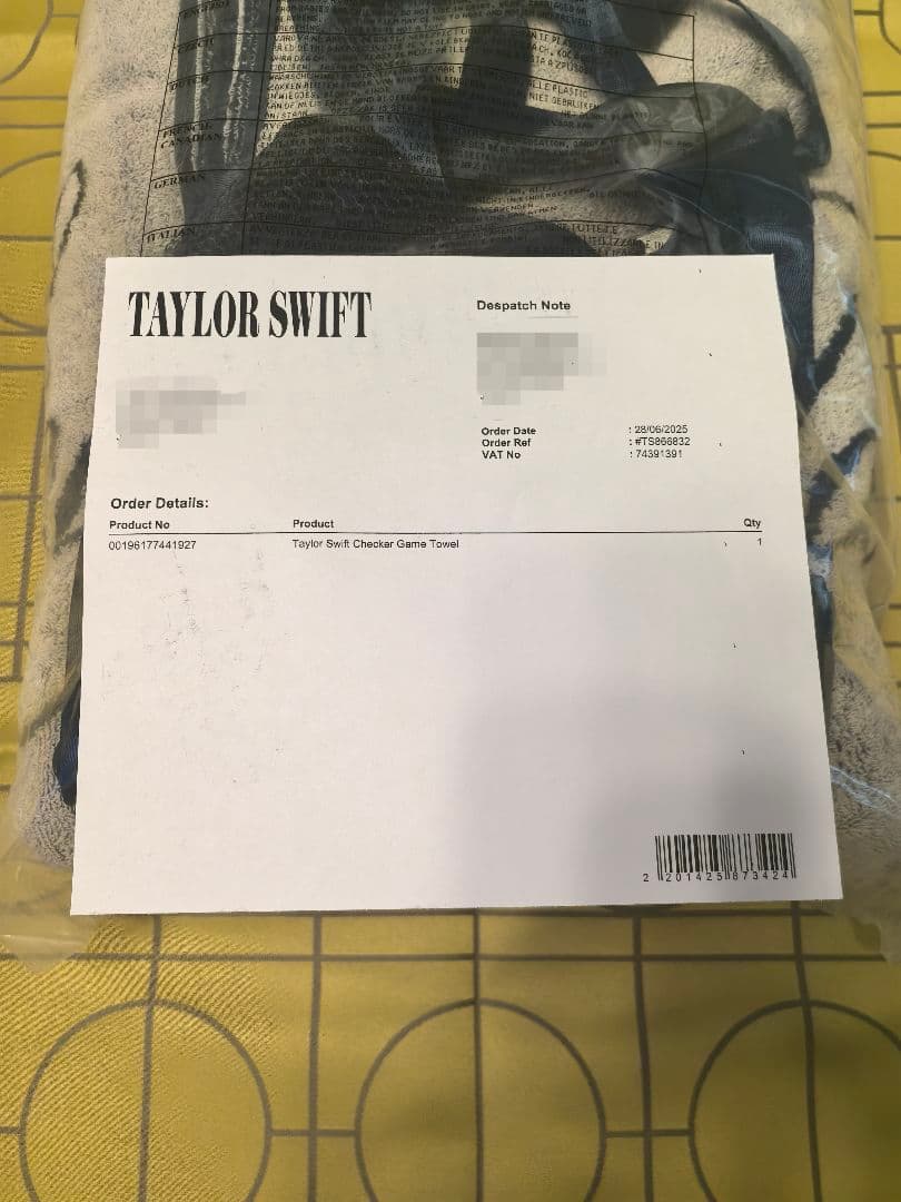ミュージシャン Taylor Swift Checkerboard Towel Game Set
