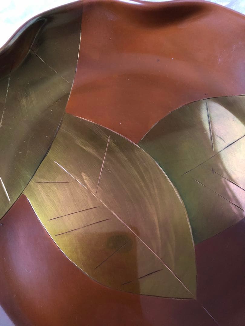 菓子器　煮色　木の葉　秀夆堂造　紙箱入