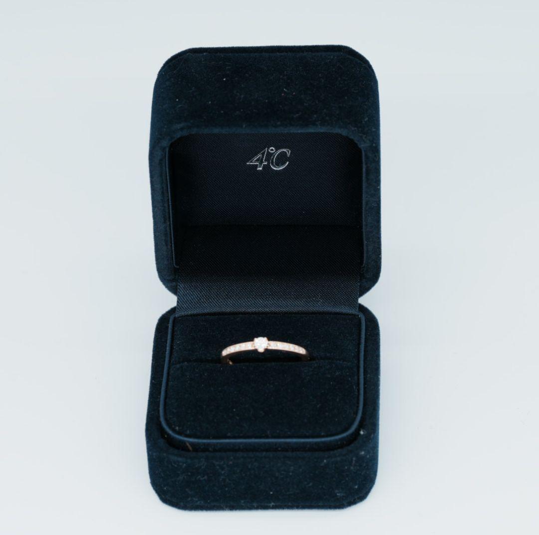 4℃ K18PG ダイヤモンド リング 華奢 ゴールド 指輪