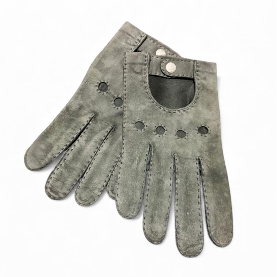 LOEWE グレー スエード レザーグローブ