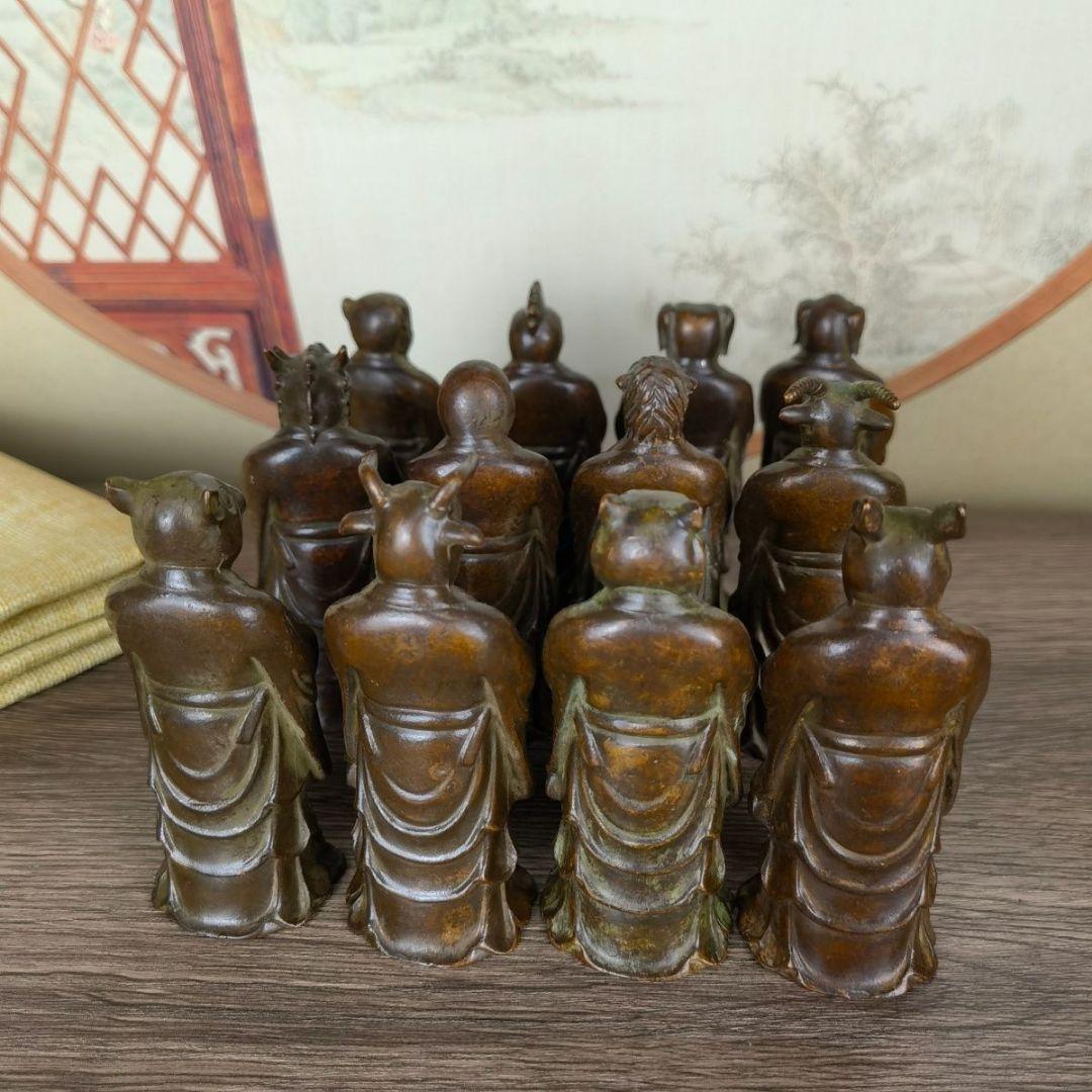 銅製 十二十二干支 茶台 玄関 博古架 装飾品 工芸品 置物