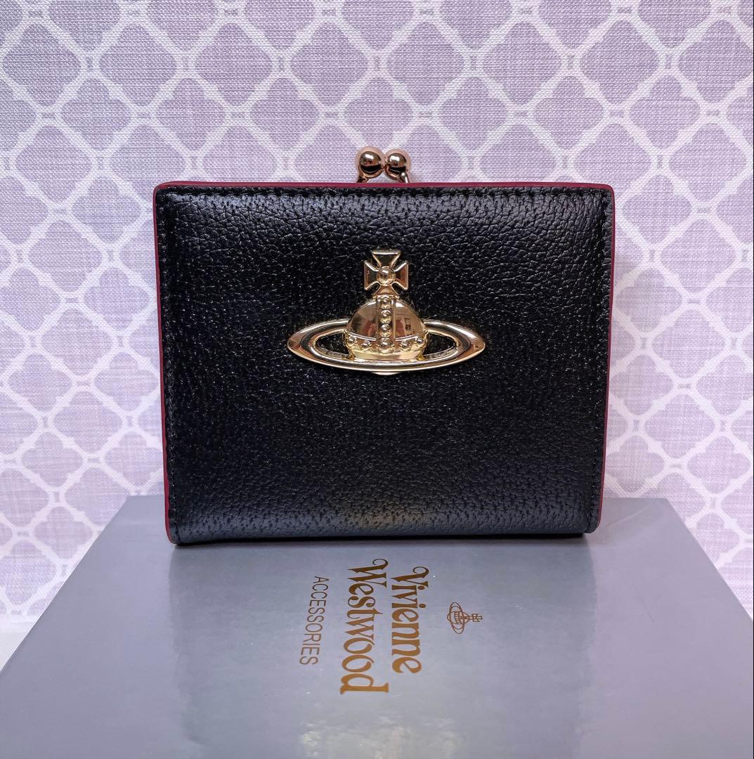 【最新☆ショッパー付】高級感 ヴィヴィアン・ウエストウッド 折財布 ブラック