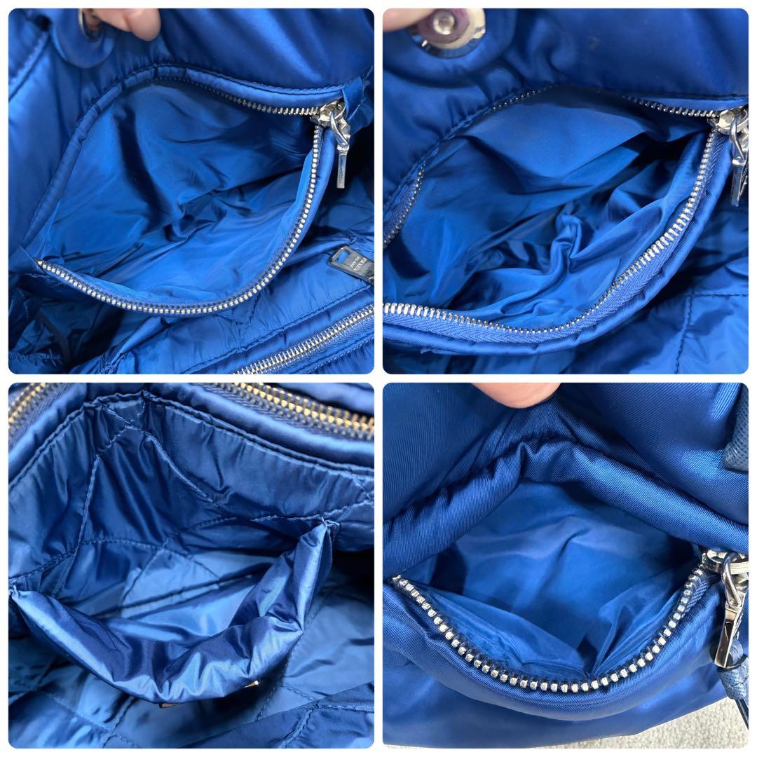 PRADA テスートボンバー　2WAY ハンドバッグ　ナイロン　ブルー　2WAY
