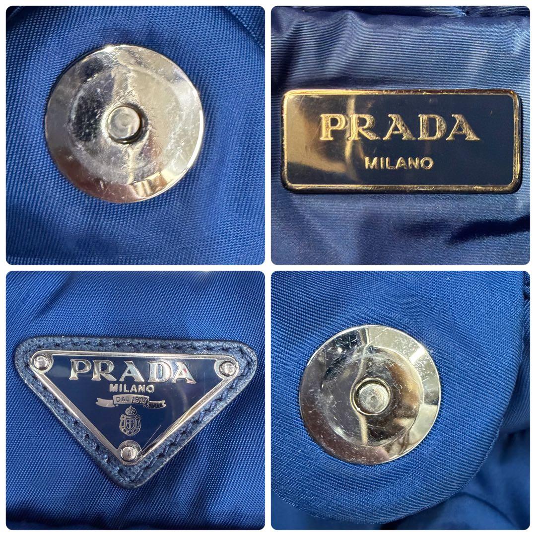 PRADA テスートボンバー　2WAY ハンドバッグ　ナイロン　ブルー　2WAY