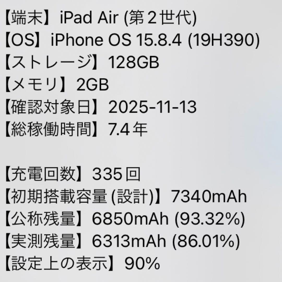 送無料F14 iPad Air 第2世代 スペースグレイ 128GB Wi-Fi