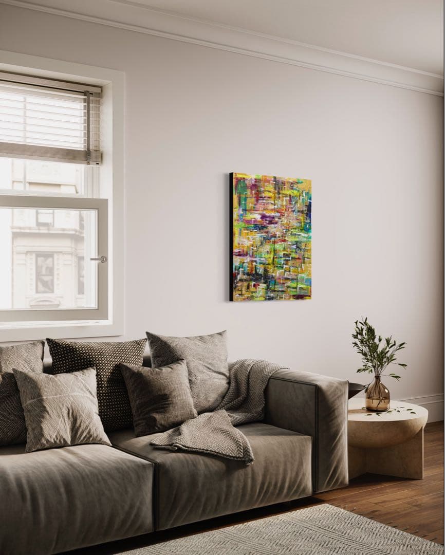 「人生と黄金未来」原画　F15号　抽象画　現代アート　手描き