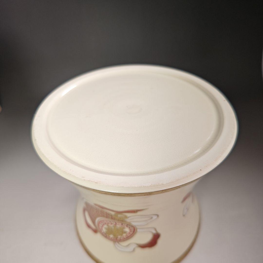 イ696 水指『平安　山岡善昇造』『色絵鼓形楽器尽くし　水指　共箱』茶道具