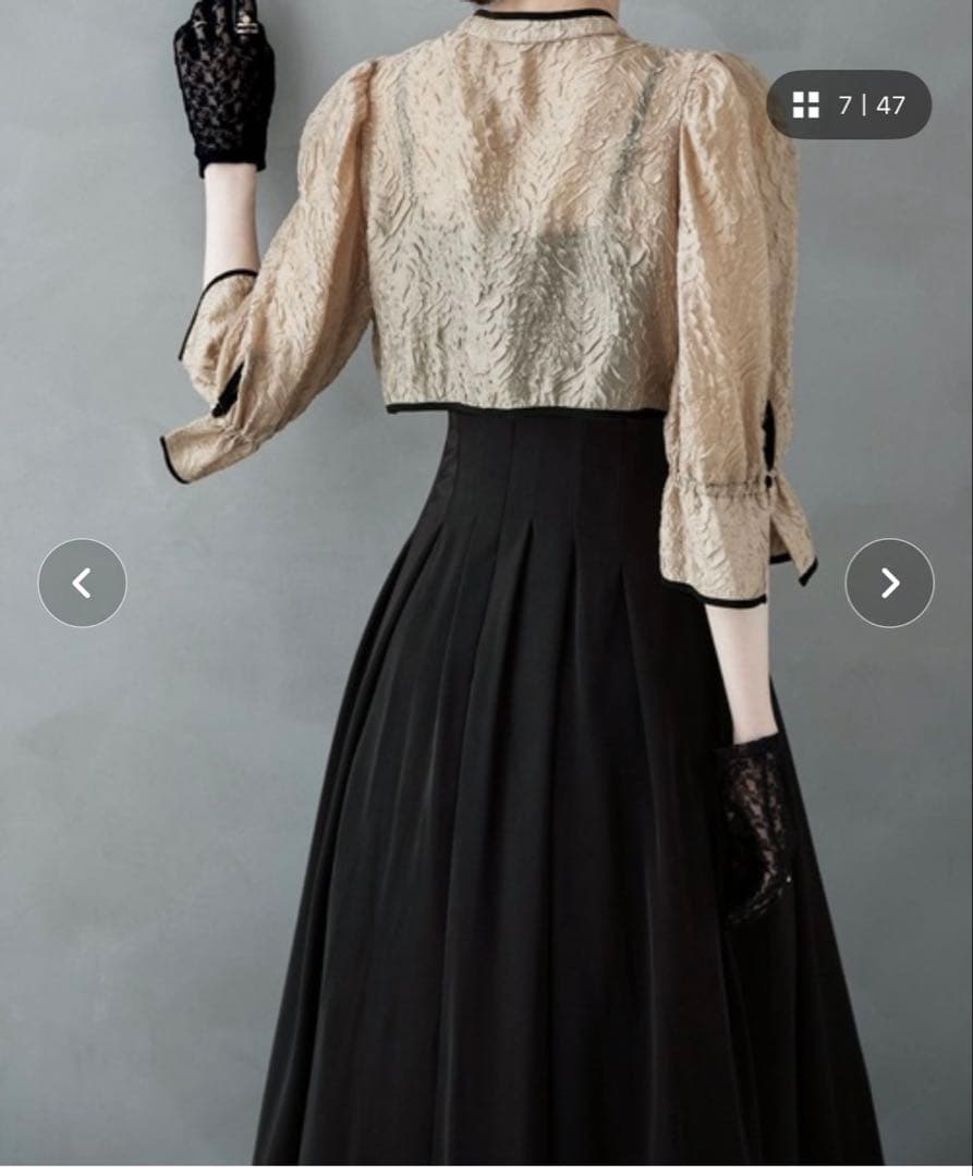 ジャガードボレロ&ウエストタックボリュームパーティードレス