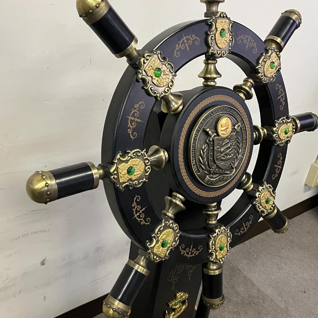 157 船舵 舵輪 飾り 高級 装飾 マリン アンティーク 高さ115㎝