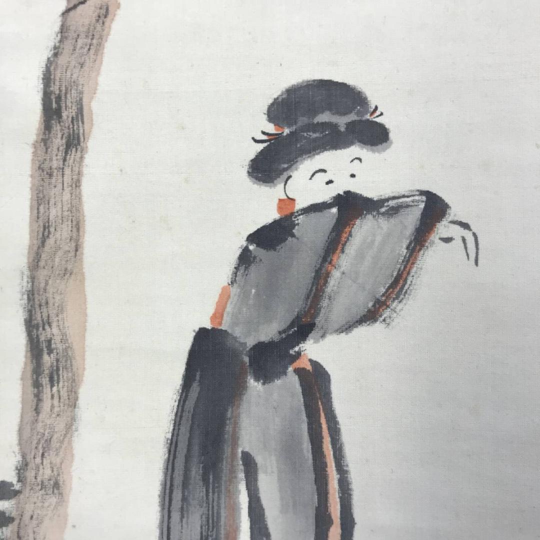 真作/田能村直入/権平種蒔図/人物図/双幅/掛軸/名家伝来/AD-926