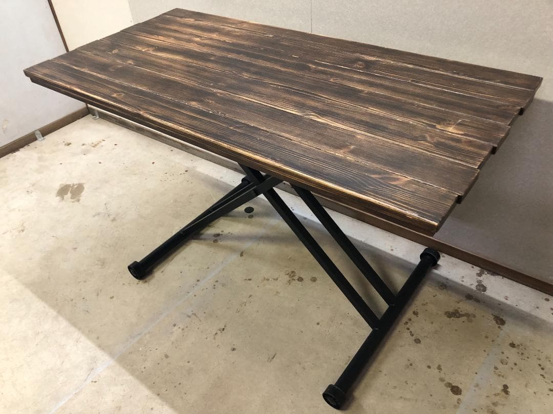 ヴィンテージ風　昇降式テーブル　ダイニングテーブル　0912-3