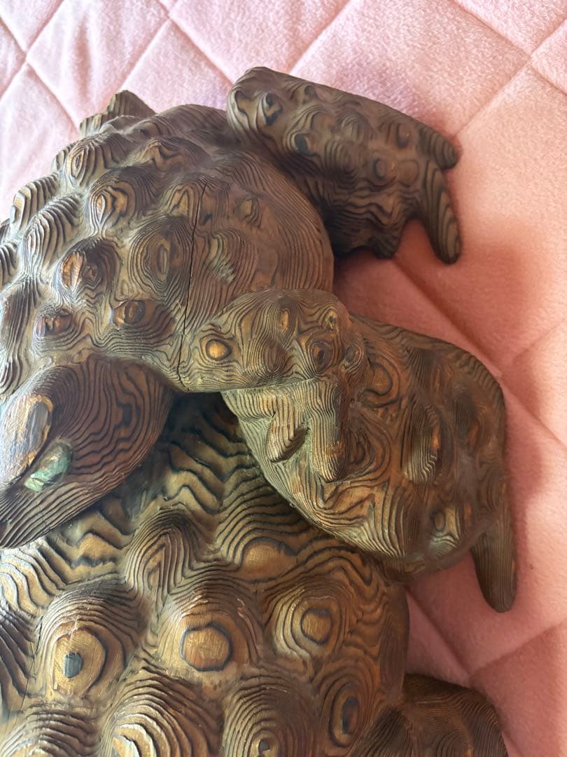 木製親子カエル　置物