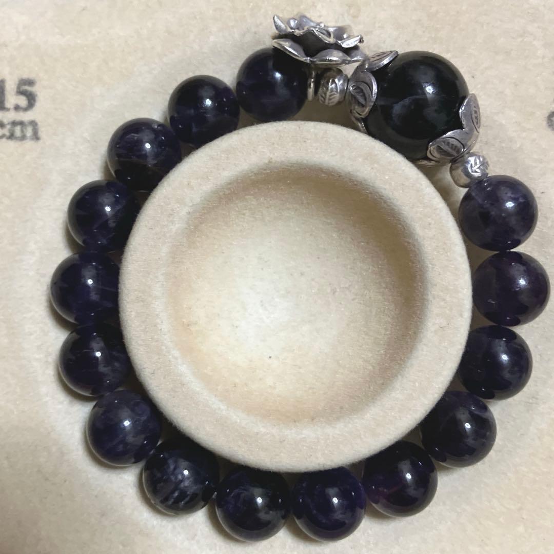 アメジストとモリオンカレンシルバーの薔薇、タイチンルチルブレスレット2本