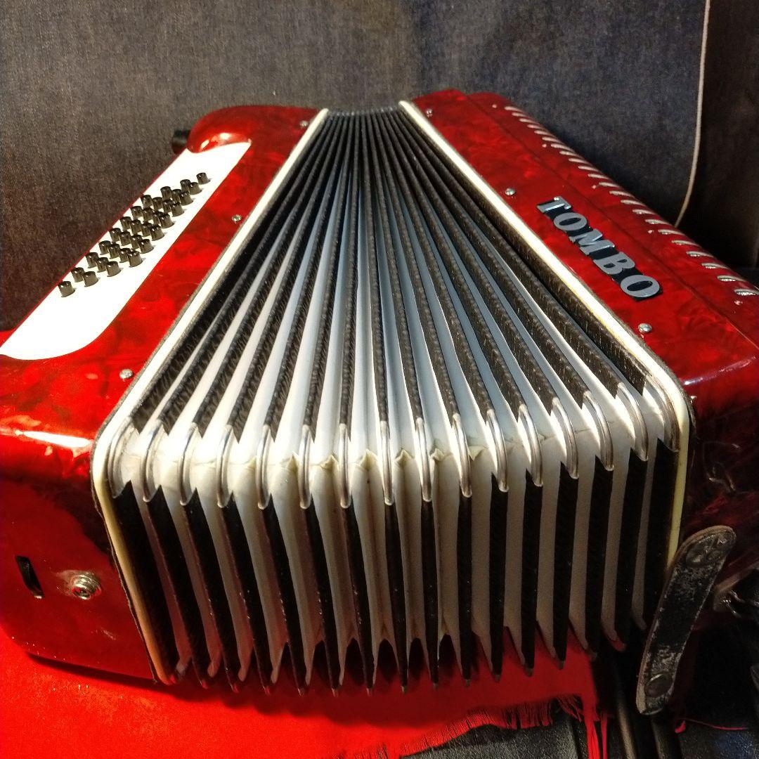 TOMBO アコーディオン レッド 純正ケース付き