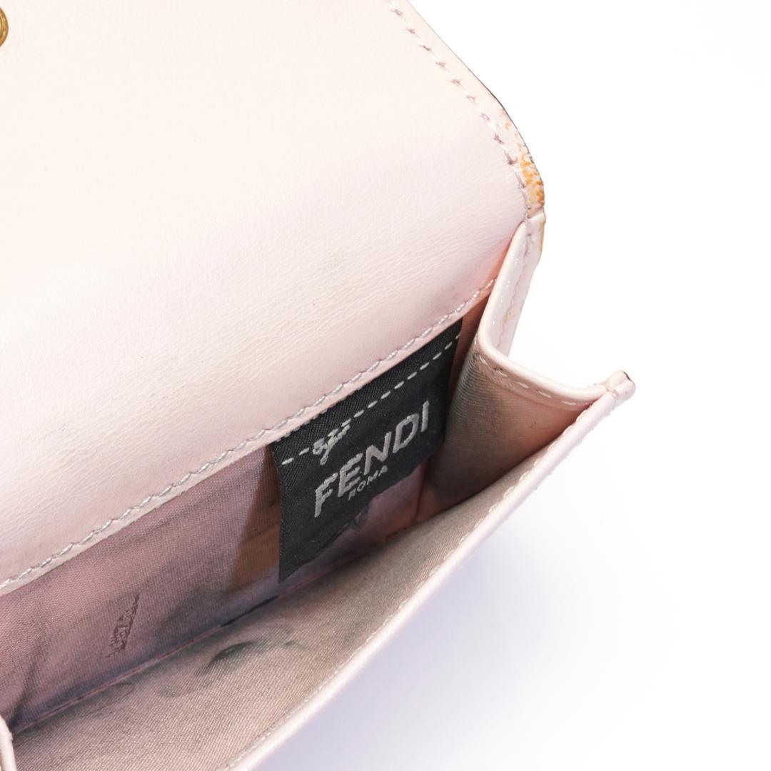 フェンディ モンスター 三つ折り 財布 ピンク コンパクト ウォレット