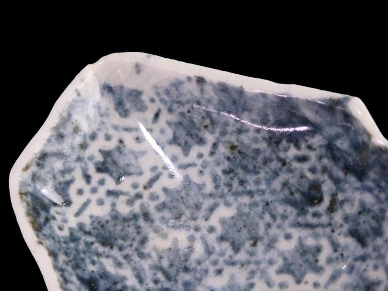 古伊万里　染付　型刷印判　幾何学文様　富士型変形皿　豆皿　F140AS-fbtc