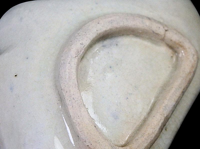 古伊万里　染付　型刷印判　幾何学文様　富士型変形皿　豆皿　F140AS-fbtc