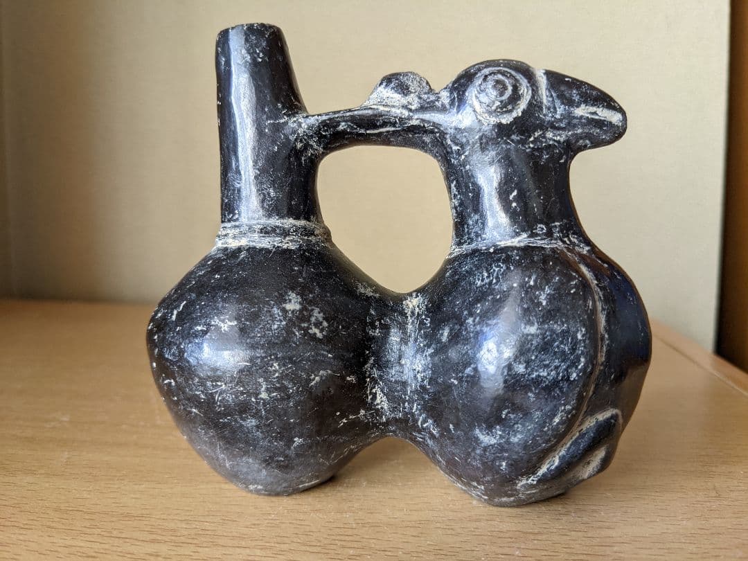 ♦鳥形 黒陶器 発掘品 出土品 祭器 南米 アンティーク 骨董品 コレクション