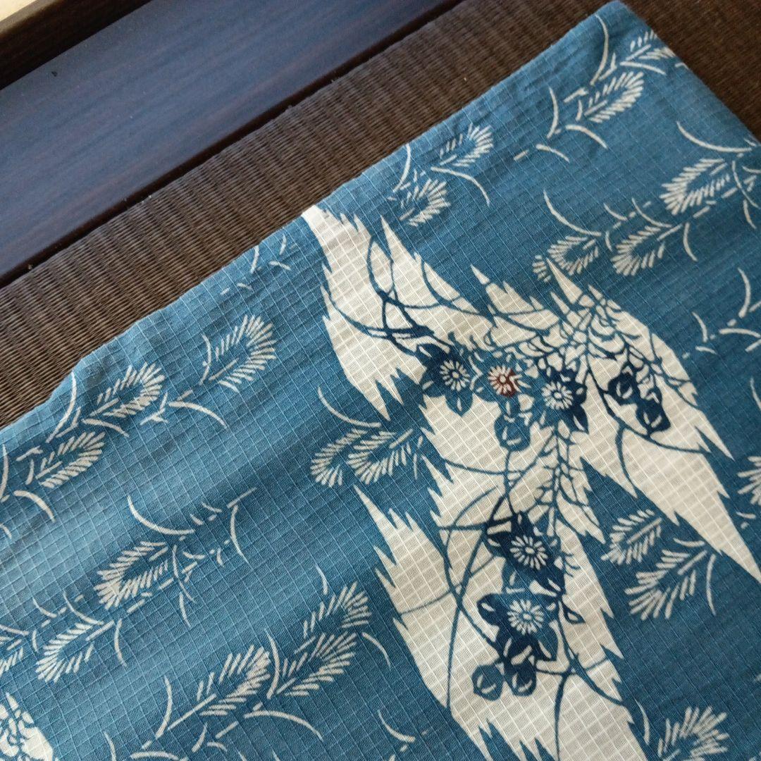 p*ん様 竺仙？　綿紅梅　紅梅小紋　ススキにキキョウ　秋草柄