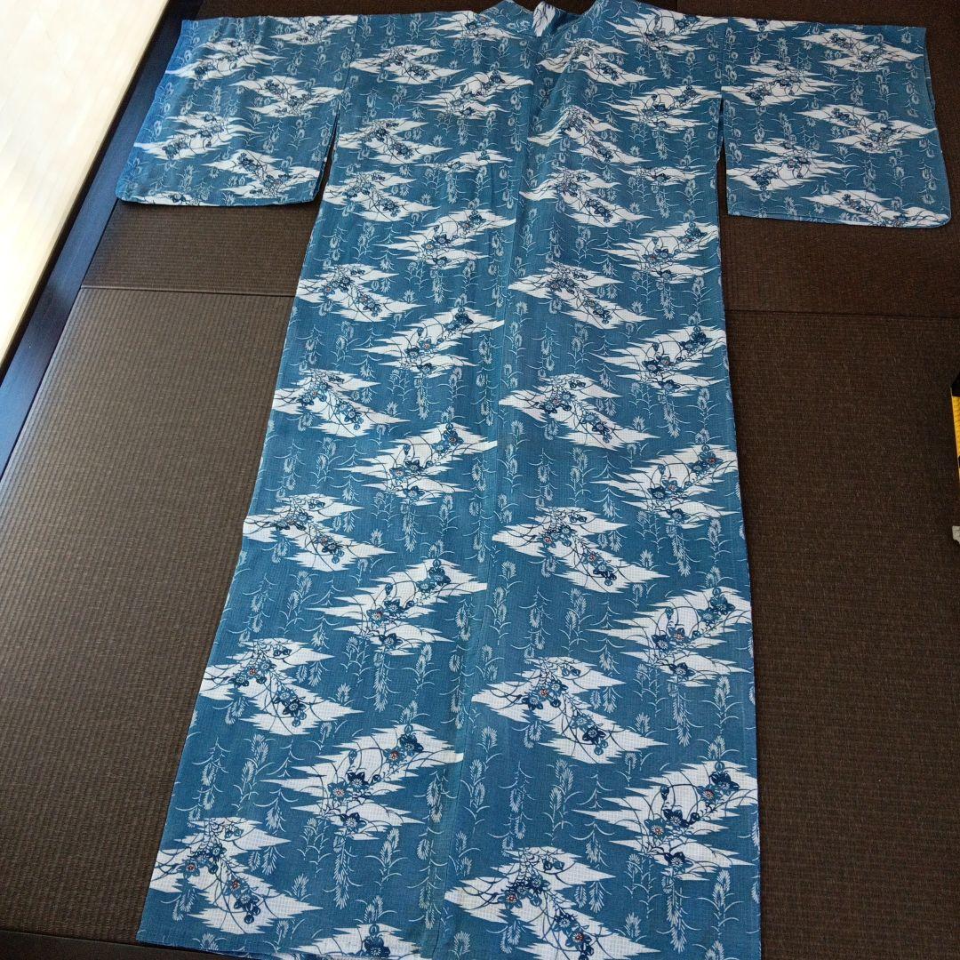 p*ん様 竺仙？　綿紅梅　紅梅小紋　ススキにキキョウ　秋草柄