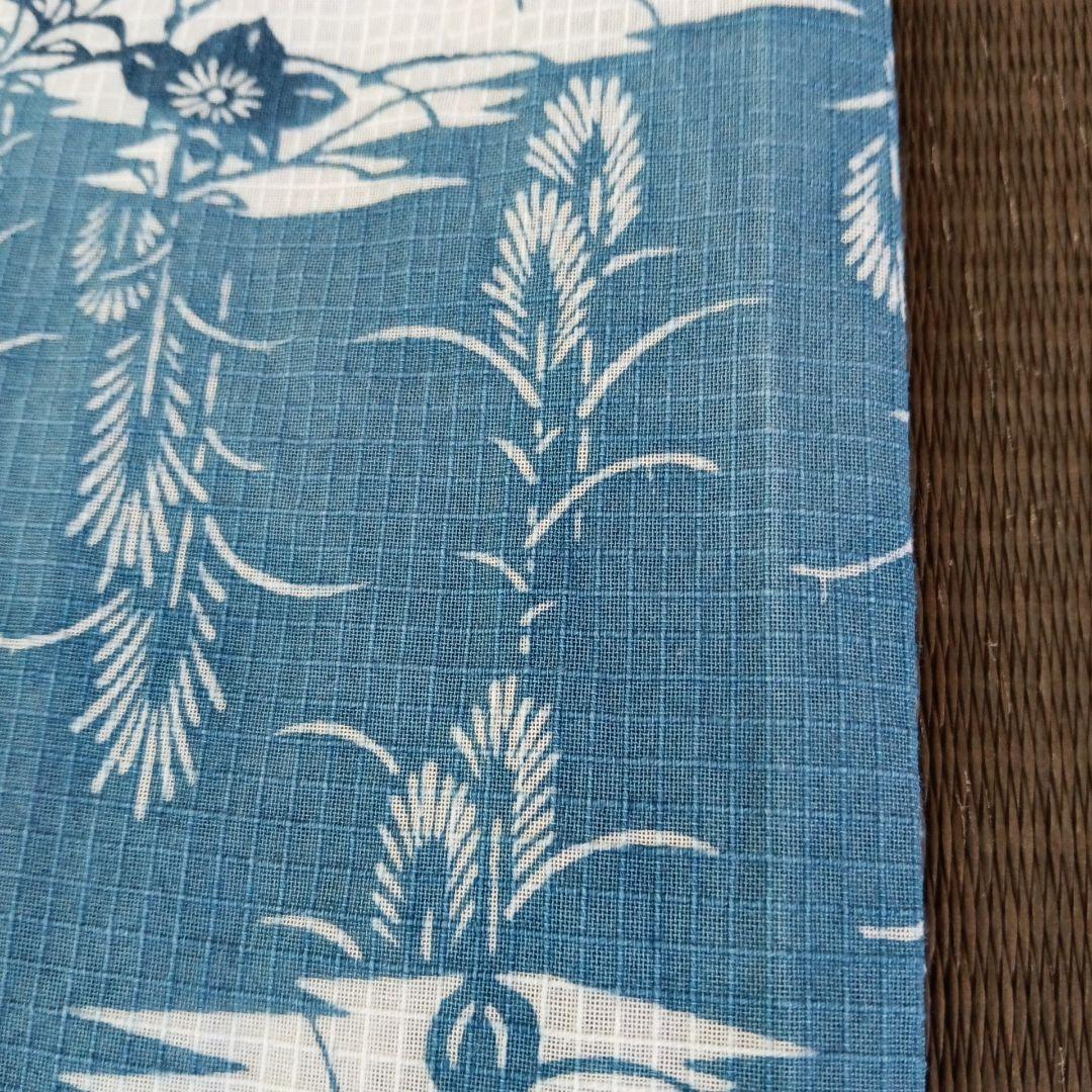 p*ん様 竺仙？　綿紅梅　紅梅小紋　ススキにキキョウ　秋草柄