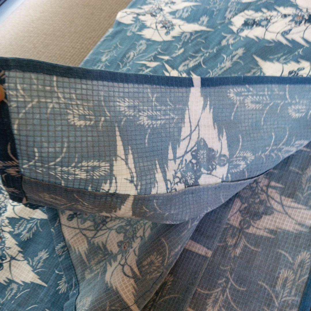 p*ん様 竺仙？　綿紅梅　紅梅小紋　ススキにキキョウ　秋草柄